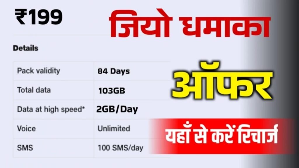 Jio Recharge New Plan: New Recharge Plan Available for Only ₹199 with 1-Year Validity – Full Details Inside